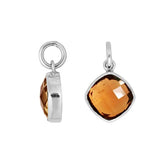 Sterling silver pendant with cushion-cut Citrine Quartz radiating golden sunlight glow